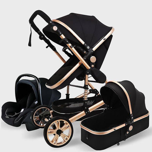 (Pink1) Baby Stroller 3 In 1 Luxury Travel Pram Carriage Basket Baby Car Seat And Cart
